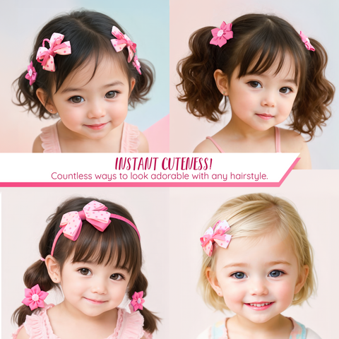 Pink Dots Headband Set