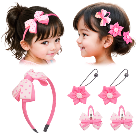 Pink Dots Headband Set