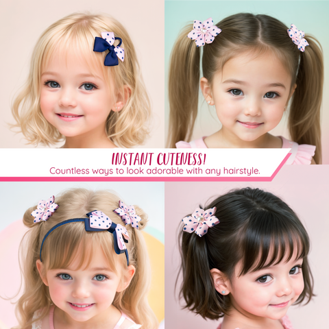 Navy Dots Headband Set