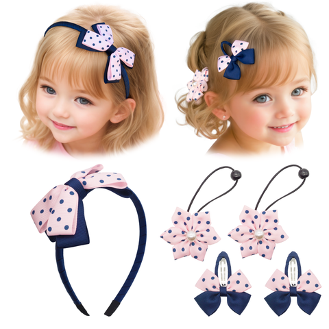 Navy Dots Headband Set