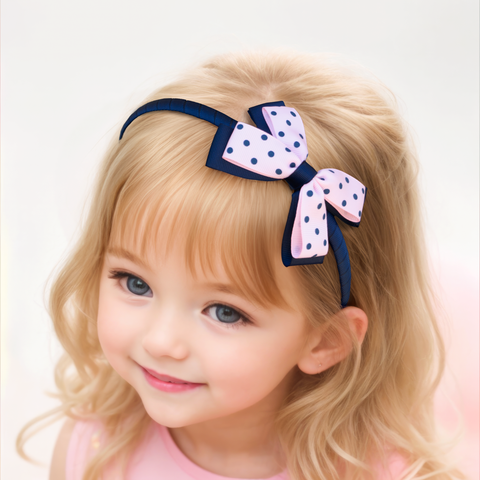 Navy Dots Headband Set