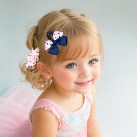 Navy Dots Headband Set