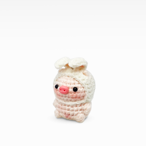 Pig with Bunny Hat, Keychain/Bag Charm, Small