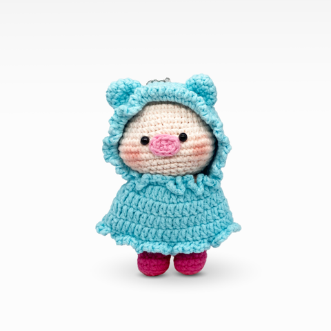 Pig in Raincoat, Keychain/Bag Charm, Large