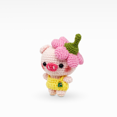 Pig with Flower Beret, Keychain/Bag Charm, Small