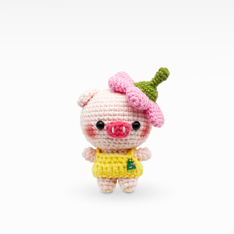 Pig with Flower Beret, Keychain/Bag Charm, Small