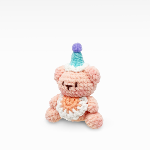 Teddy With Party Hat, Keychain/Bag Charm, Small