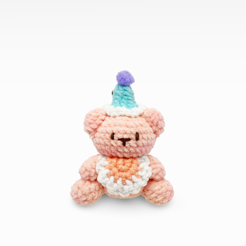 Teddy With Party Hat, Keychain/Bag Charm, Small