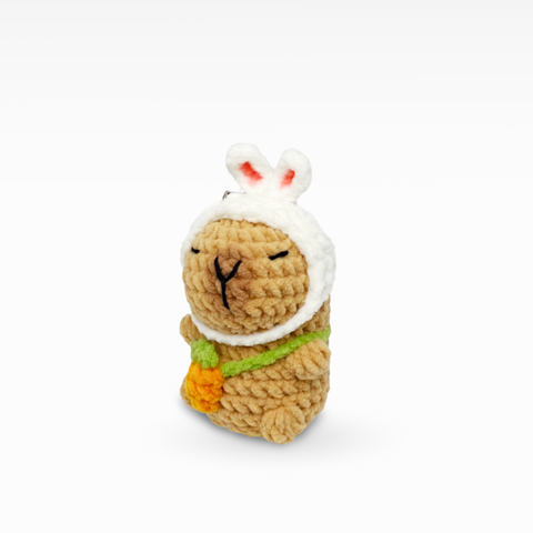 Velvet Capybara In Bunny Costume, Keychain/Bag Charm, Small