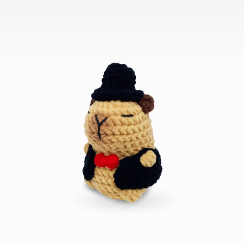 Velvet Capybara In Tuxedo, Keychain/Bag Charm, Small