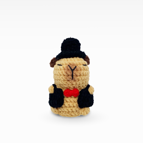 Velvet Capybara In Tuxedo, Keychain/Bag Charm, Small