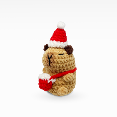Velvet Christmas Capybara, Keychain/Bag Charm, Small