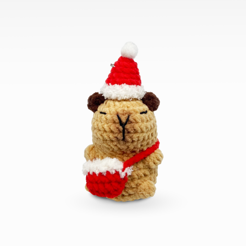 Velvet Christmas Capybara, Keychain/Bag Charm, Small