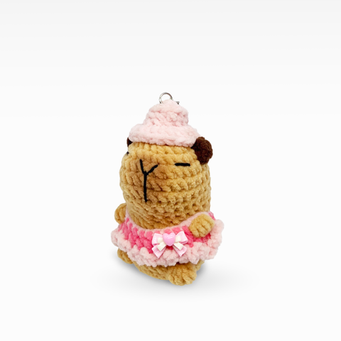 Velvet Capybara In Fancy Dress, Keychain/Bag Charm, Small