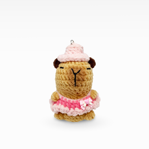 Velvet Capybara In Fancy Dress, Keychain/Bag Charm, Small