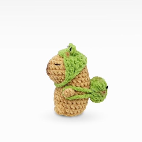 Velvet Capybara With Frog Backpack, Keychain/Bag Charm, Small