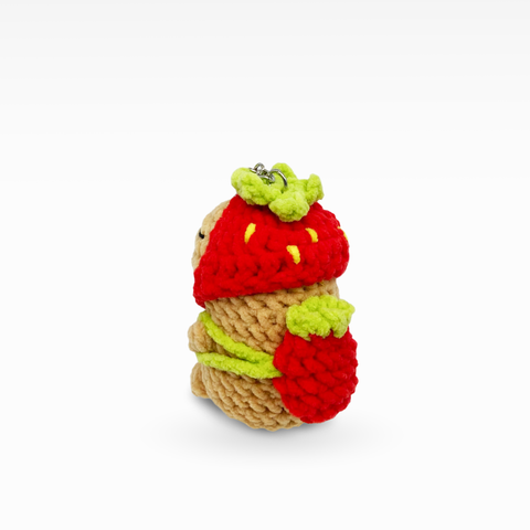 Velvet Capybara With Strawberry Backpack, Keychain/Bag Charm, Small