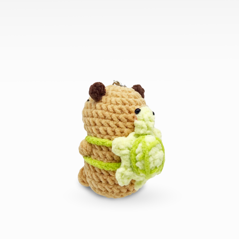 Velvet Capybara With Turtle Backpack, Keychain/Bag Charm, Small