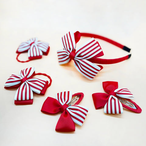 Striped Red Headband Set