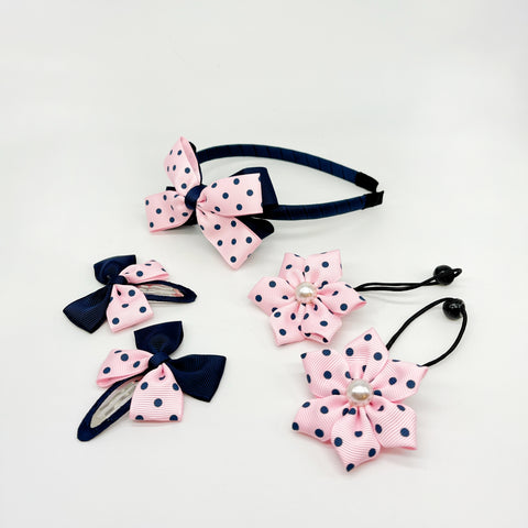 Navy Dots Headband Set